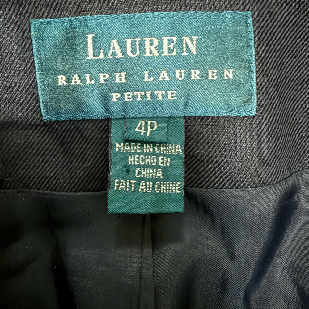 Ralph Lauren Black Collarless Linen Trench Coat - Picture 3 of 6